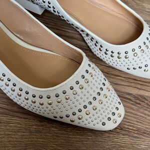 Donald J. Pliner White Studded Low Heel Flats